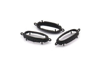 Siyah Oval Ayar, 2 Döngü ve 1 Ped Ayarı ile 2 Oksitlenmiş Siyah Pirinç Oval Ayar (30,5x12x5,5 mm) E203