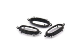 Siyah Oval Ayar, 2 Döngü ve 1 Ped Ayarı ile 2 Oksitlenmiş Siyah Pirinç Oval Ayar (30,5x12x5,5 mm) E203