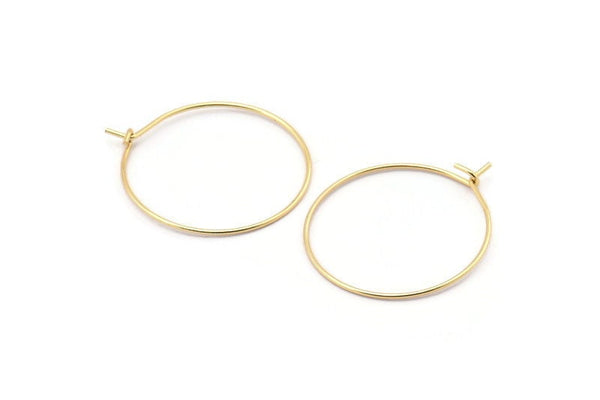 Gold Earring Wire, 12 Gold Plated Brass Earring Wires (25x0.70mm) BS 2233 H1675