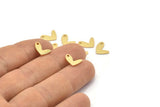 Gold Heart Charm, 12 Gold Plated Brass Heart Charms With 1 Hole (11x8x1mm) M860