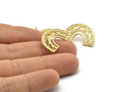 Gold Stud Earring, 2 Gold Plated Brass U Shaped Stud Earrings (15x24x1mm) N1475 Q1116
