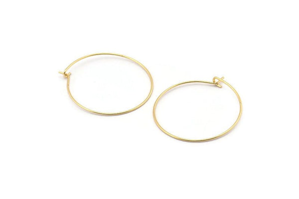 Gold Earring Wires, 12 Gold Plated Brass Earring Wires (30x0.7mm) BS 2234