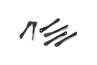 Siyah Çekiçle İşlenmiş Konnektör, 2 Delikli 12 Oksitlenmiş Siyah Pirinç Çekiçle İşlenmiş Konnektör (22x3,50 mm) E379
