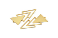 Gold Triangle Charm, Gold Plated Brass Triangle Charms With 1 Loop (49x21x1mm) M01120