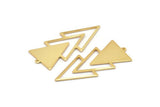 Gold Triangle Charm, Gold Plated Brass Triangle Charms With 1 Loop (49x21x1mm) M01120