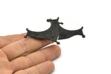 Black Ethnic Pendant, 2 Oxidized Black Brass Ethnic Pendants With 2 Loops (40x55x1mm) E201