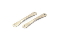 Silver Hammered Connector, 4 Antique Silver Plated Brass Hammered Connectors With 2 Holes (29.5x5x2.1mm) D0080