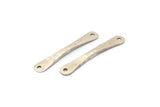 Silver Hammered Connector, 4 Antique Silver Plated Brass Hammered Connectors With 2 Holes (29.5x5x2.1mm) D0080
