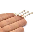 Silver Hammered Connector, 4 Antique Silver Plated Brass Hammered Connectors With 2 Holes (29.5x5x2.1mm) D0080