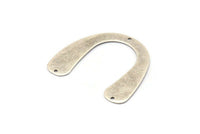 Silver Geometric Charm, 6 Antique Silver Plated Brass U Shaped Pendants With 3 Holes, Charms, Findings (31x35.5x0.60mm) E104 H1247