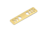 Brass Rectangle Charm, 8 Textured Raw Brass Moon Phases Charms With 1 Hole, Stamping Blanks (40x10x0.80mm) M01835