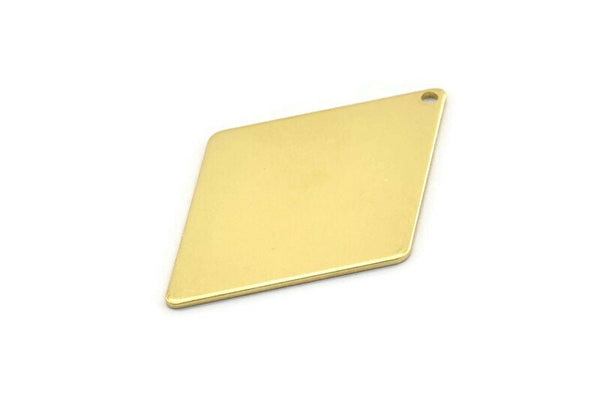 Brass Diamond Charm, 6 Raw Brass Diamond Charms With 1 Hole (40x26x0.80mm) M01665