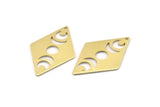 Brass Diamond Charm, 6  Raw Brass Moon Charms With 1 Hole, Rhombus Blanks (40x26x0.80mm) M01670