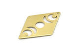 Brass Diamond Charm, 6  Raw Brass Moon Charms With 1 Hole, Rhombus Blanks (40x26x0.80mm) M01670