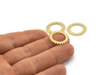 Brass Circle Charm, 2 Raw Brass Circle Charms, Brass Connectors, Findings, Connectors (20x0.80mm) M01613