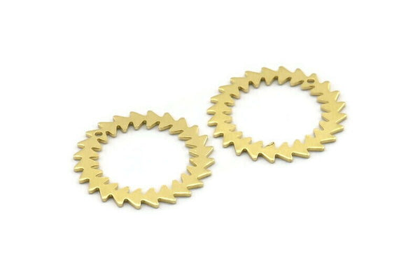 Brass Circle Charm, 2 Raw Brass Circle Charms With 1 Hole, Brass Pendants, Findings, Connectors (25x0.80mm) M01616