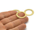 Brass Circle Charm, 2 Raw Brass Circle Charms With 1 Hole, Brass Pendants, Findings, Connectors (25x0.80mm) M01616
