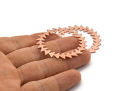 Copper Circle Charm, 2 Raw Copper Circle Charms With 1 Hole, Copper Connectors, Findings, Connectors (42x0.80mm) M01620
