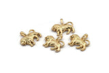 Gold Lion Charm, 4 Gold Plated Brass Lion Charms With 1 Loop (15.5x13.5x2.7mm) BS 2051