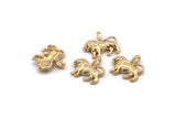 Gold Lion Charm, 4 Gold Plated Brass Lion Charms With 1 Loop (15.5x13.5x2.7mm) BS 2051