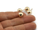 Gold Ball Earring, 2 Gold Plated Brass Ball Stud Earrings (10mm) Bs 1073--n0559