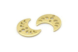 Brass Moon Charm, 24 Raw Brass Crescent Moon Phases Charms With 2 Holes (15x8x1mm) M01869