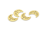 Pirinç Ay Tılsımı, 2 Delikli 24 Dokulu Ham Pirinç Hilal Ay Evreleri Tılsımı (15x8x1mm) M01865