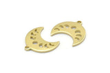 Brass Moon Charm, 24 Raw Brass Crescent Moon Phases Charms With 1 Loop (15x9x1mm) M01994