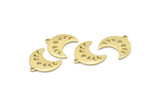 Brass Moon Charm, 24 Raw Brass Crescent Moon Phases Charms With 1 Loop (15x9x1mm) M01994