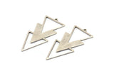 Silver Triangle Charm, 4 Antique Silver Plated Brass Triangle Charms With 1 Loop (49x21x1mm) M01112 H1250