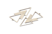 Silver Triangle Charm, 4 Antique Silver Plated Brass Triangle Charms With 1 Loop (49x21x1mm) M01112 H1250
