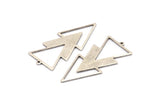 Silver Triangle Charm, 4 Antique Silver Plated Brass Triangle Charms With 1 Loop (49x21x1mm) M01112 H1250