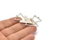 Silver Triangle Charm, 4 Antique Silver Plated Brass Triangle Charms With 1 Loop (49x21x1mm) M01112 H1250