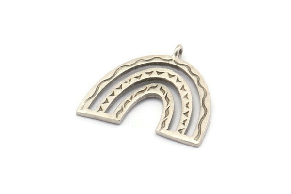 Silver Charm, 2 Antique Silver Plated Brass, Silver Pendants, Charm Pendants, Silver U Shape Charms With 1 Loop (25x23x1.2mm) N1460