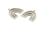 Silver Charm, 2 Antique Silver Plated Brass, Silver Pendants, Charm Pendants, Silver U Shape Charms With 1 Loop (25x23x1.2mm) N1460