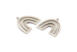 Silver Charm, 2 Antique Silver Plated Brass, Silver Pendants, Charm Pendants, Silver U Shape Charms With 1 Loop (25x23x1.2mm) N1460