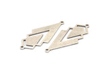 Silver Triangle Charm, 3 Antique Silver Plated Brass Diamond Charms With 2 Loops (51x22x1mm) M01153 H1289