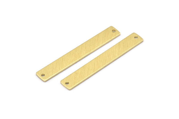 Brass Rectangle Bar, 12 Textured Raw Brass Stamping Blanks With 2 Holes, Necklace Bar (41x6x0.90mm) M01881