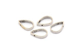 Silver Drop Charm, 12 Antique Silver Plated Brass Drop Charms With 2 Holes (16x11x2.5x1mm) BS 1849