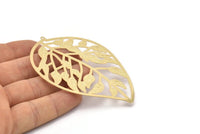 Gold Earring Charm, Gold Plated Brass Leaf Motif Earring Charm With 1 Loop Pendant, Findings (78x55mm) E486