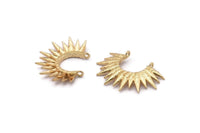 Gold Sun Pendant, Gold Plated Brass Sun Ethnic Pendant With 2 Loops, Findings, Charms (35.5x25x3.7mm) E211 Q1028