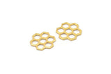 Gold Honeycomb Charm, 6 Gold Plated Brass Honeycomb Hexagon Charms (14x0.8mm) E080