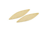 Gold Earring Charm, 4 Gold Plated Brass Textured Marquise Earring Charms With 2 Holes Pendants, Findings (73x23mm) E448