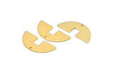 Semi Circle Charm, 2 Gold Plated Brass Semi Circle Blanks, Geometric Blanks, Semi Circle Charms With 1 Hole (31x14x0.80mm) M813