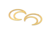 Gold Moon Charm, 2 Textured Gold Plated Brass Crescent Moon Charms With 1 Hole, Pendants (42x16x0.80mm) M176