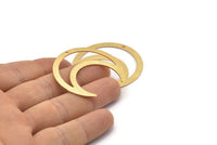 Gold Moon Charm, 2 Textured Gold Plated Brass Crescent Moon Charms With 1 Hole, Pendants (42x16x0.80mm) M176