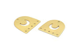 Gold Moon Charm, 8 Gold Plated Brass D Shape Charms With 6 Holes (16x17x0.50mm) M720