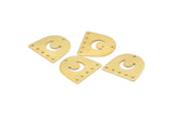 Gold Moon Charm, 8 Gold Plated Brass D Shape Charms With 6 Holes (16x17x0.50mm) M720