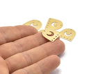 Gold Moon Charm, 8 Gold Plated Brass D Shape Charms With 6 Holes (16x17x0.50mm) M720