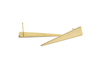 Gold Triangle Earring, 4 Textured Gold Plated Brass Triangle Stud Earrings (40x8x0.80mm) M146 A1554